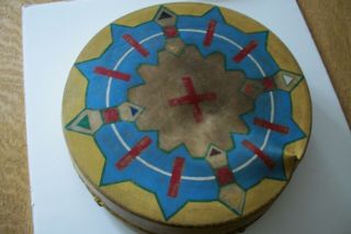 Vintage Native American Indian Salish Montana Painted Rawhide Drum