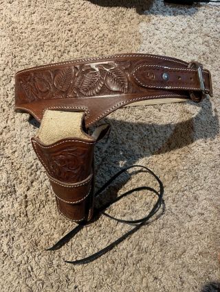 Rogers Boots Leather Cowboy Gun Holster Belt 40