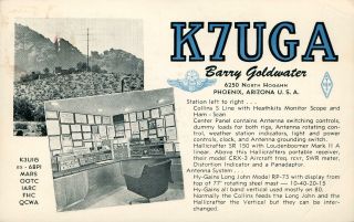 K7uga Barry Goldwater Phoenix,  Arizona 1966 Signed Vintage Ham Radio Qsl Card