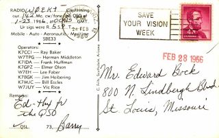K7UGA Barry Goldwater Phoenix,  Arizona 1966 Signed Vintage Ham Radio QSL Card 2