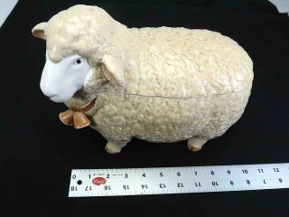 Vintage Sheep Cookie Jar Otagiri Hand Crafted Ceramic Japan Sheep Bell Cookiejar
