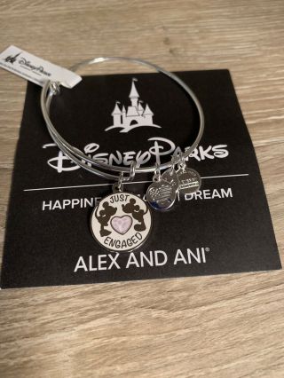 Disney Alex And Ani Just Engaged Mickey Minnie Kiss Bracelet Bangle Alex & Ani