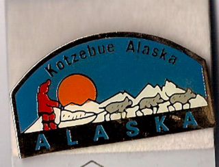 Kotzebue Alaska Dog Sled Team Tie Tac Pin - Team With Musher On Back Of Sled