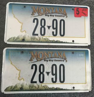 Montana 2007 Powell County License Plate Pair - Quality 28 - 90