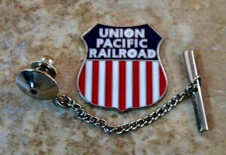 Union Pacific Railroad Tie Tack Pin And Chain Clasp