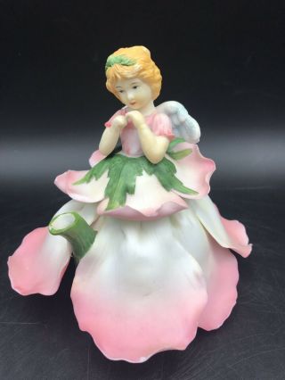 Delicate Ceramic Fairy Angel Rose And Green Leaf 3 Dimensional Teapot