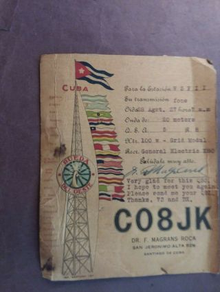 Co8jk - Santiago De Cuba - Dr,  F.  Magrans Roca - 1937 - Qsl