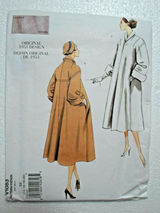 Vogue 1953 Design Coat V1083 Size 14 16 18 20 Sewing Pattern Uncut