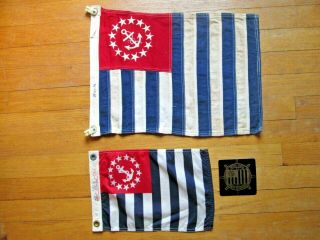 Vintage United States Power Squadron Ensign Flag,  2 Sizes,  Plus 1 Brass Insignia