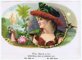 Our Mary Inner Sample Cigar Label Wm Beck & Co London Ont Neuman Lith Ny 8