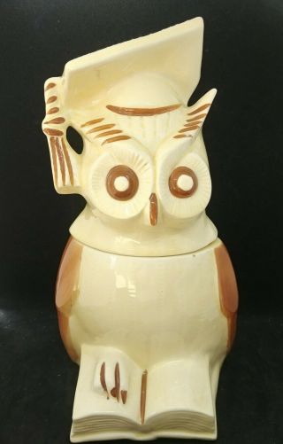 Vintage Doranne Of California Pottery Graduate Owl Cookie Jar