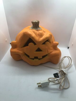 Vtg Gemmy Halloween Foam Mold Funny Face Jack O Lantern Light Pumpkin 8”