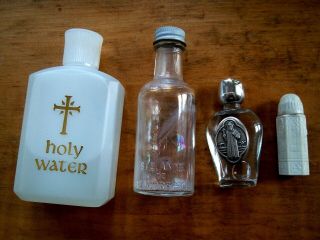 3 Vintage/ Antique Holy Water Bottles,  1,  Full - Religious/catholic