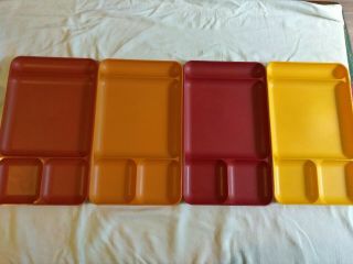 Vintage Tupperware Set Of 4 Divided Trays Picnic Dinner Lunch Camping