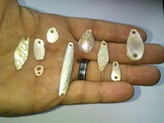 9 Chumash Abalone Shell Pendants Or Beads Santa Barbara Co Ca Authentic