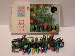 Vintage Christmas Indoor 20 Multiple Color Light Set Ge L7 - 20sb W/box
