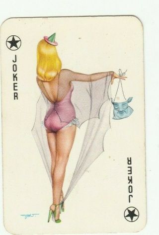 1 Playing Swap Card Risque Lady Pin Up Joker Year Masquerade - Joker