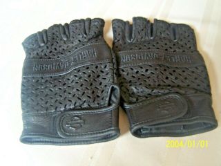 Harley Davidson Mens Xl Black Perforated Fingerless Gloves Extra Large