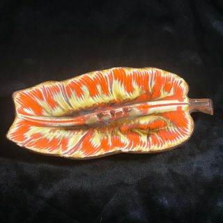 Vintage 1963 Treasure Craft Orange Leaf Ashtray No 27