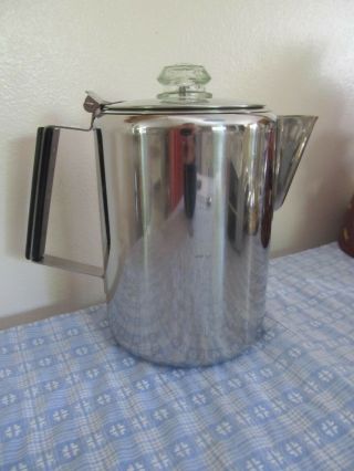 9 Cup Vintage Stainless Steel Percolator Coffee Maker Pot Stove Top Camping