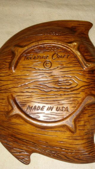 VTG Treasure Craft California Green Ceramic Fish Hawaii Ashtray Pottery 2