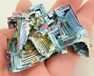 A Big Symmetrical Purple Blue And Gold Aaa Bismuth Crystal From England 123.  7gr