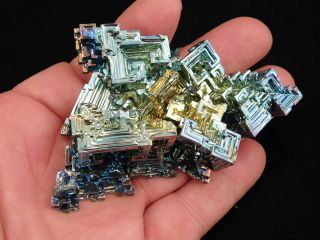 A BIG Blue and Gold AAA BISMUTH Crystal From Germany 146gr 4