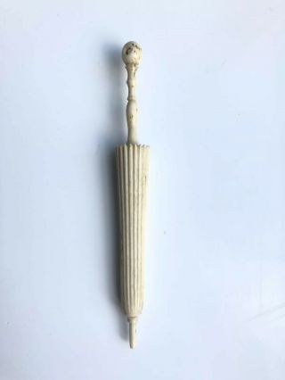 Collectible Carved Antique 19th Century Umbrella Needle Case Unusual Sewing