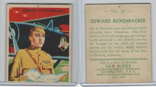 R136 National Chicle,  Sky Birds Series 48,  1933,  20 Edward Rickenbacker