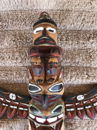 Vtg Northwest Native American BARB WILLIAMS Wood Carved Totem Pole 3