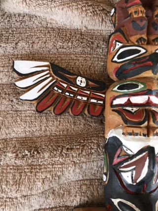 Vtg Northwest Native American BARB WILLIAMS Wood Carved Totem Pole 5