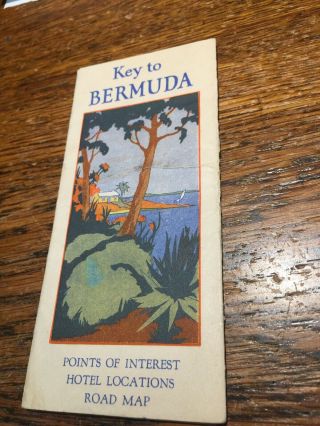 1928 Key To Bermuda Fold Out Map & Postcards