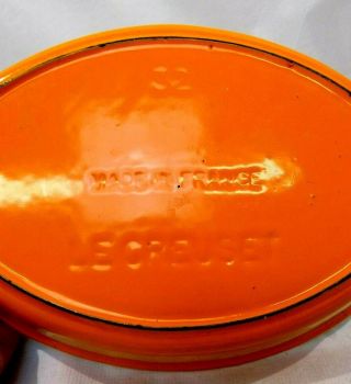 Vintage Le Crueset Cast Iron Enameled Orange Baking Dish/Pan 32 Made In France 6