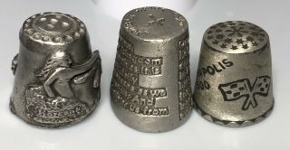 Thimbles 3 Pewter Gish Designs Crazy Horse (signed) Lords Prayer Indy 500 2