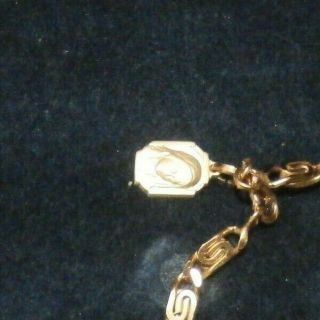 Vintage 12K Gold Filled Religious Virgin Mary Charm Bracelet S Links WOW 3