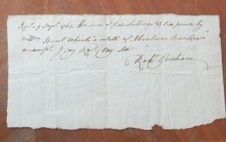 1762 Receipt Robert Graham William Hunt Abraham Banker - (colony Of York)