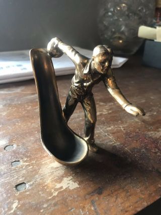 Vintage Bowler Figurine Pipe Holder Rest Stand Tobacco Looks Bronze Or Copper