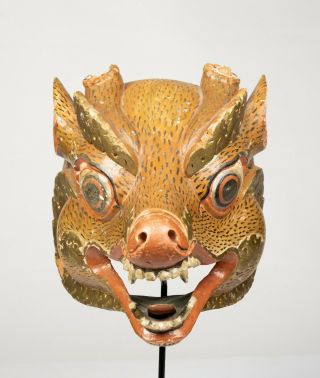 Expressive Boar Mask - Indonesia Bali - Painted 2