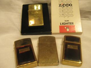 4 Vintage Zippo Lighters,  1 10k Gold Filled,  Raised Panel,  W.  G.  Mom