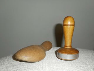 Set Of 2 - Vintage Wood Wooden Darning Sock Tool,  Queen Darner W/clamp