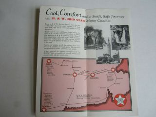 Old Vintage 1930 ' s - B&W RED STAR Motor Coach LINES - BUS Brochure - Boston 2