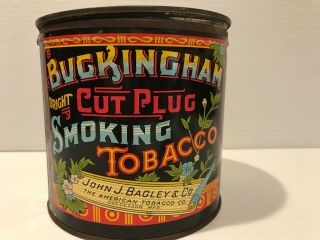 Vintage Buckingham Cut Plug Tobacco Tin Can Richmond,  Va.  Round 5 "