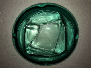 Vintage Large Heavy Green Blue Art Glass Ashtray Collectible Heavy Glass