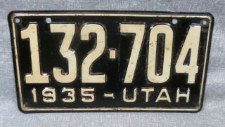 1935 Ut Utah License Plate Vgc