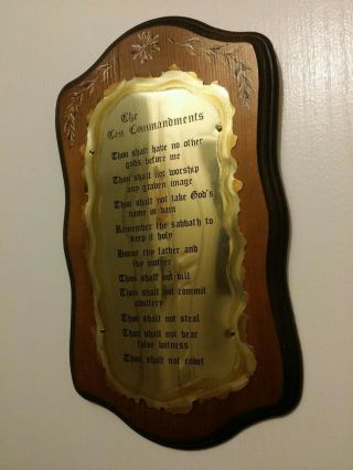 Vintage The Ten Commandments Wall Plaque Brass Wood Home Interiors Wall Decor 3