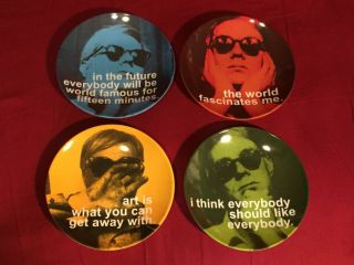 Andy Warhol Appetizer Melamine Precidio Quote Plates Set Of 4