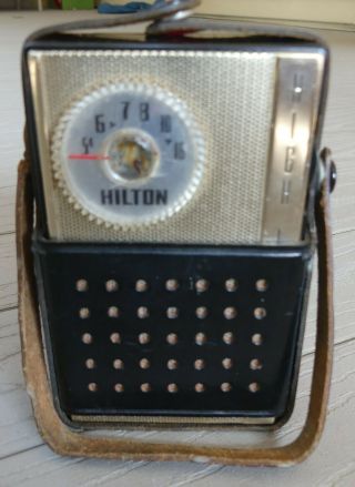 Vintage 1950s - 1960s Japan Hilton Pocket Transistor Radio With Case - Non