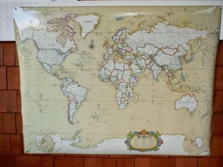 Wall Map,  Road Master Map Of The World,  Large Plasticized,  Classroom