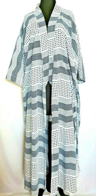 Indigo - White Kimono Robe - Cotton - Pre - Owned - Size Medium
