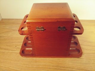 Vintage Wooden 6 Tobacco Pipe Holder Stand w Humidor 3